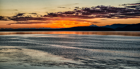Sunset from Stuart Island with Mount Baker