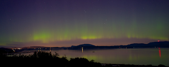 Northern Lights over Friday Harbor and Mt. Constitution