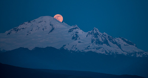 Full Moon Rising Behind Mt. Baker
