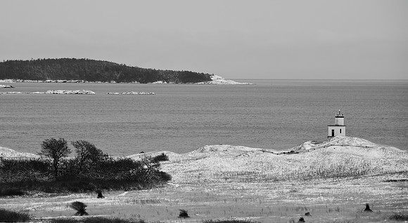 Snow on Cattle Point Lighthouse