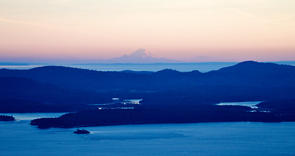 Mt. Rainier in the Sunset over San Juan Island.