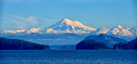 Mt. Baker over Obstruction Pass, San Juan Islands