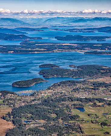 Looking across Friday Harbor to the Cascade Mountains!