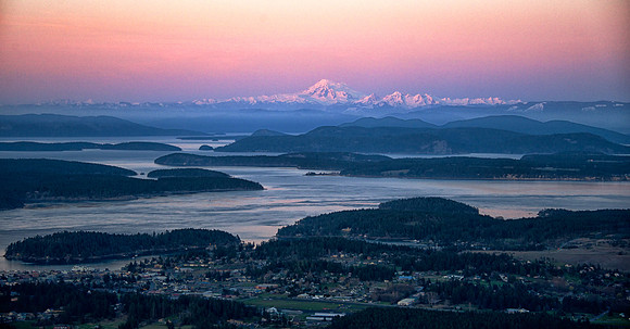 Mt. Baker Alpenglow over the San Juan Islands
