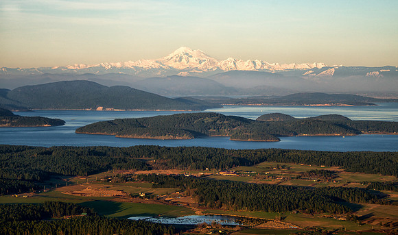 Lopez Sunset with Mt. Baker and the San Juan Islands