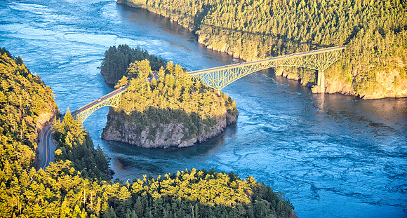 Deception Pass Bridge at Sunset