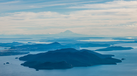 Looking Across The San Juan Islands To Mount Rainier