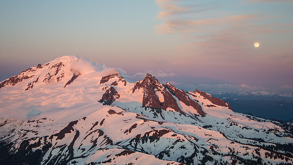 Full Moon Rise Over Mt. Baker
