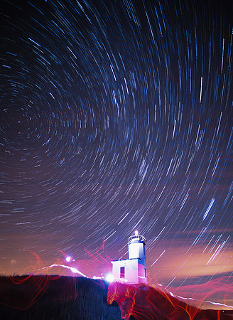 Star Circles & Light Painting at Cattle Point Lighthouse