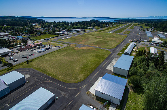 The Friday Harbor Airport, as seen from a drone (flown with permission while airport was closed)