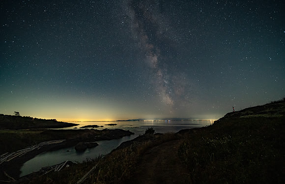 Milky Way at the End of the Road over the Salish Sea