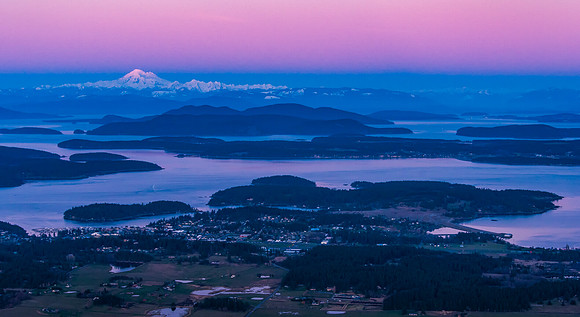 Last bits of Sunset on Mt. Baker, over Friday Harbor