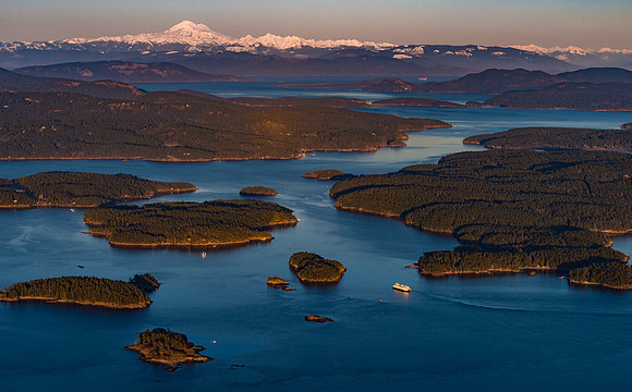 Mt. Baker just before sunset, in the San Juan Islands