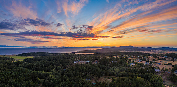 Sunset from above San Juan Island, August 29, 2018
