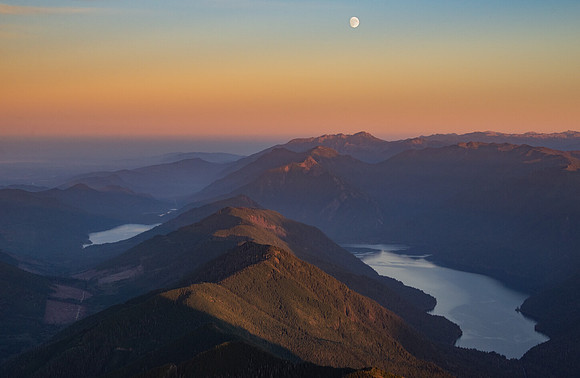 Lake Crescent Sunset with Moon