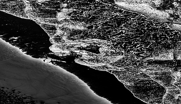 Abstract black and white of Steep Ravine Beach, near Stinson Beach.