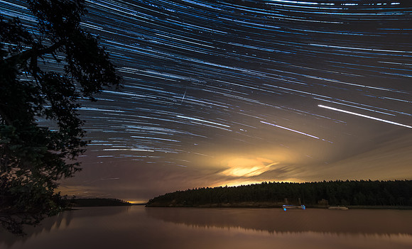 Star Trails and Cloud Swirls over Stuart Island