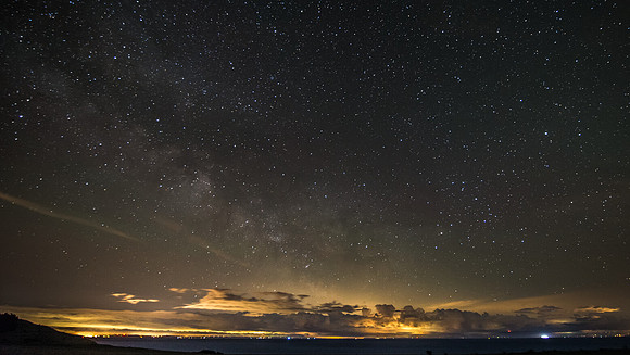 Milky Way over False Bay with Clouds over the Olympic Mountains
