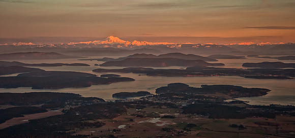 New Year Day Sunset From Friday Harbor to Mount Baker
