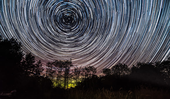 Star Circles and Northern Lights on False Bay Drive